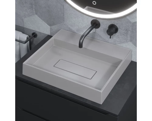 Раковина накладная кварцевая Uperwood Tanos Quartz 50 см, прямоугольная, без отверстия для смесителя, жасмин