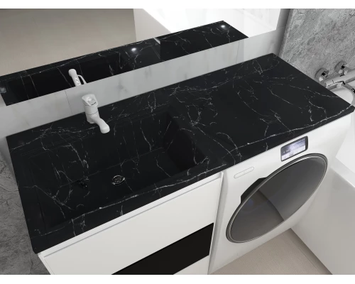 Раковина над стиральной машиной Uperwood Марсал (120 см, левая, черный мрамор)