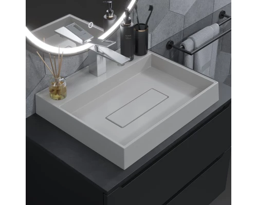 Раковина для ванной накладная кварцевая Uperwood Tanos Quartz (50 см, прямоугольная, с декоративной накладкой, жасмин)