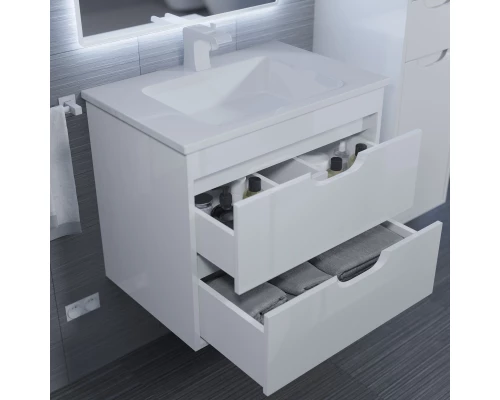 Тумба под раковину для ванной Uperwood Modul (65 см, подвесная, глянцевая, белая)