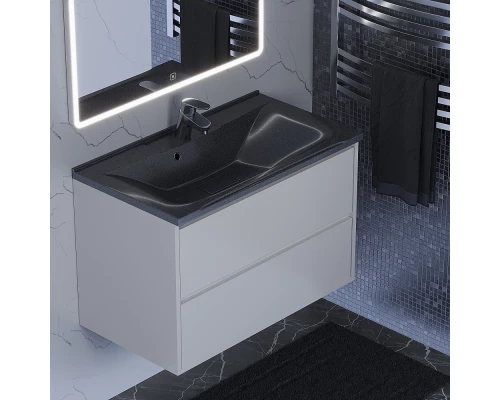 Раковина для ванной полувстраиваемая Uperwood Elen (80 см, с декоративной накладкой, черный металл)