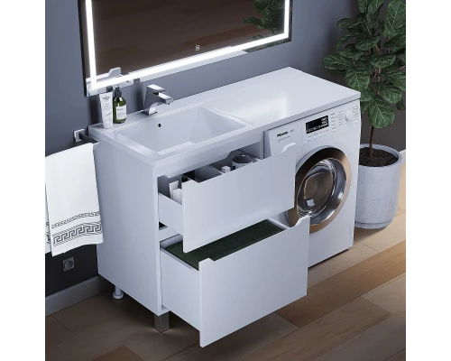 Тумба под стиральную машину Uperwood Tanos (60 см, напольная, белая, 2 ящика)