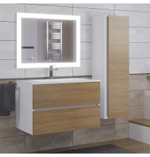 Тумба с раковиной для ванной Uperwood (Barsa-Next 80 см, подвесная, белая/дуб сонома)