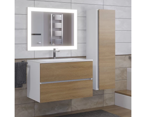Тумба с раковиной для ванной Uperwood (Barsa-Next 80 см, подвесная, белая/дуб сонома)