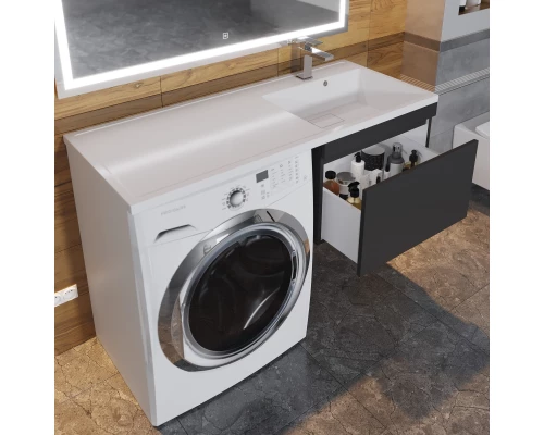 Тумба с раковиной под стиральную машину Uperwood Magenta (60/120 см, подвесная, черная, выдвижной ящик, правая)