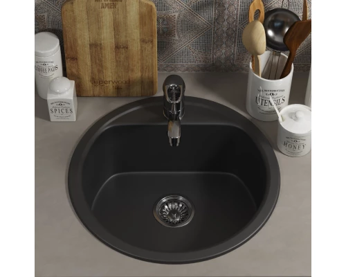 Кухонная мойка из искусственного камня Uperwood UPD-101 (круглая, цвет уголь)