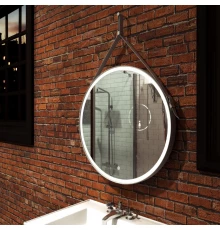 Зеркало для ванной с подсветкой Uperwood Round (80 см, LED подсветка, сенсор, белый ремень)