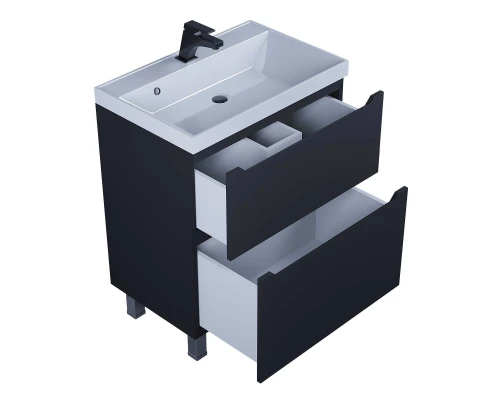 Тумба под раковину для ванной комнаты Uperwood Tanos напольная (70 см, черная, 2 ящика)