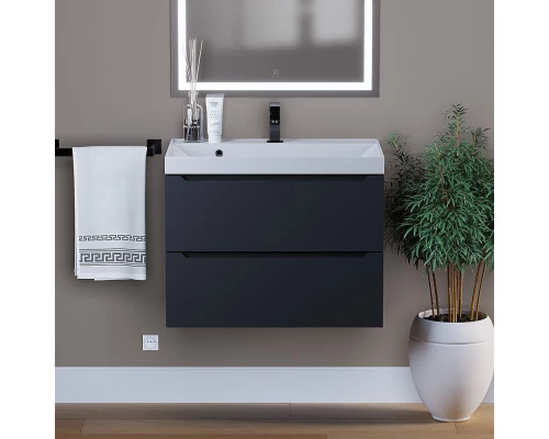 Тумба под раковину для ванной комнаты Uperwood Tanos подвесная (70 см, черная)