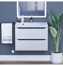 Тумба под раковину для ванной комнаты Uperwood Tanos подвесная (70 см, белая/графит)