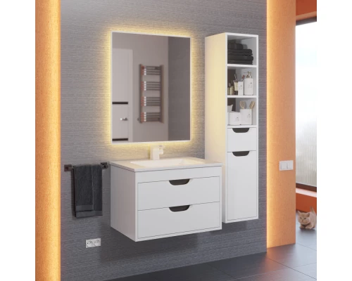 Тумба с раковиной для ванной Uperwood Modul (65 см, подвесная, матовая, белая/графит)