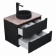 Комплект Тумба со столешницей для ванной Uperwood Tanos (70 см, черная/бук светлый, с накладной раковиной Round, цвет черный)