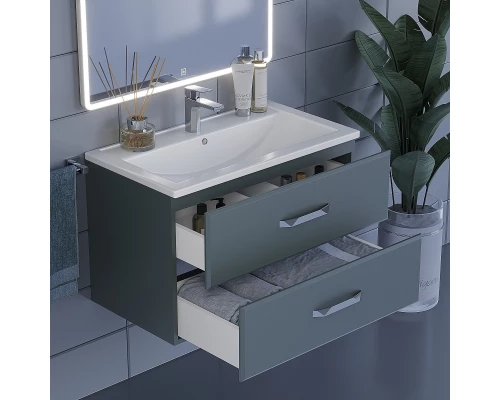 Тумба с раковиной для ванной Uperwood Foster (80 см, подвесная, серый графит)