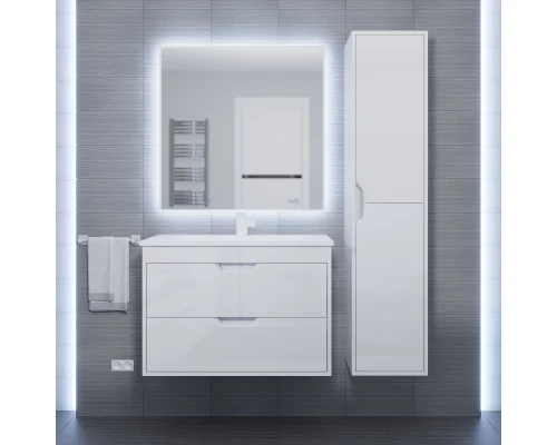 Тумба с раковиной для ванной Uperwood Modul (80 см, подвесная, глянцевая, белая)