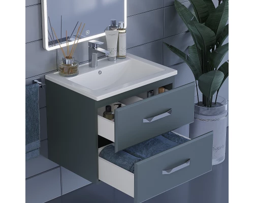 Тумба с раковиной для ванной Uperwood Foster (60 см, подвесная, серый графит)