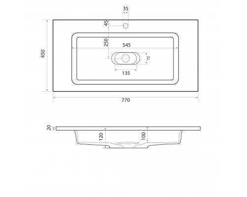 Раковина для ванной полувстраиваемая Uperwood Modul (80 см, прямоугольная)