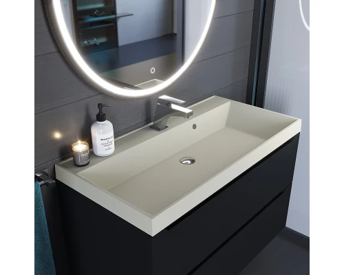 Раковина кварцевая для ванной Uperwood Classic Quartz (100 см, бежевая матовая, лён)