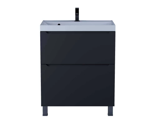 Тумба под раковину для ванной комнаты Uperwood Tanos напольная (70 см, черная, 2 ящика)