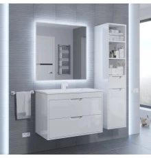 Тумба с раковиной для ванной Uperwood Modul (80 см, подвесная, глянцевая, белая)