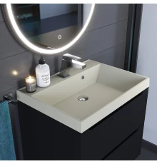 Раковина кварцевая для ванной Uperwood Classic Quartz (70 см, бежевая матовая, лён)