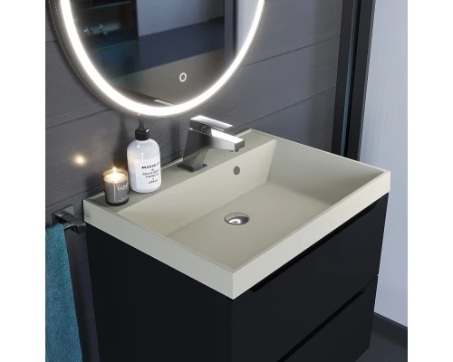 Раковина кварцевая для ванной Uperwood Classic Quartz (70 см, бежевая матовая, лён)