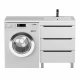 Тумба под стиральную машину Uperwood Tanos 60 см (напольная, белая/графит, с раковиной Cosmos 120 см, правая)