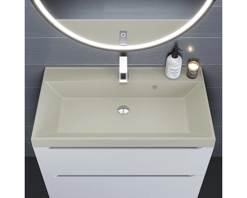 Раковина кварцевая для ванной Uperwood Classic Quartz (80 см, бежевая матовая, лён)