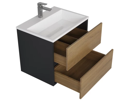 Тумба под раковину для ванной Uperwood Barsa (60 см, подвесная, черная/дуб сонома)