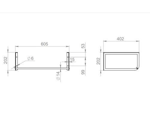 Столешница под раковину для ванной подвесная Uperwood Tanos (с кронштейнами, 60 см, темное дерево)