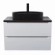 Комплект Тумба со столешницей для ванной Uperwood Tanos (80 см, белая/бук темный, с накладной раковиной Rome, цвет черный)