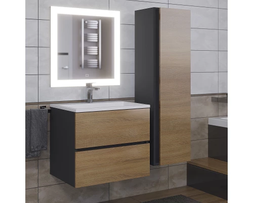 Тумба под раковину для ванной Uperwood Barsa (60 см, подвесная, черная/дуб сонома)