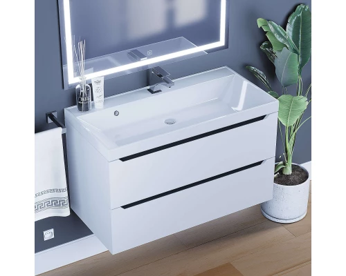 Тумба под раковину для ванной комнаты Uperwood Tanos подвесная (90 см, белая/графит)