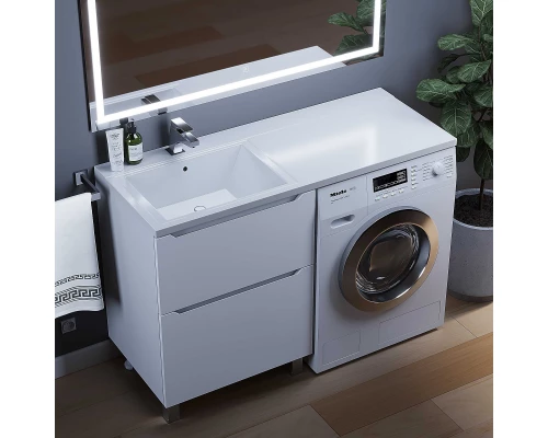 Тумба под стиральную машину Uperwood Tanos (60 см, напольная, белая, 2 ящика)