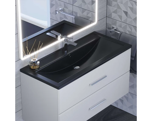 Раковина кварцевая для ванной Uperwood Foster Quartz (100 см, черная матовая, уголь)