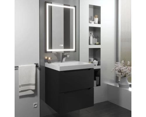 Тумба с раковиной для ванной Uperwood Tanos (50 см, подвесная, матовая, черная)