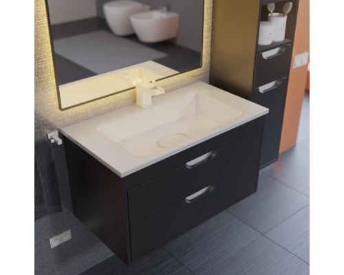 Тумба под раковину для ванной Uperwood Modul (80 см, подвесная, матовая, черная)