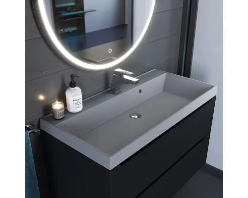 Раковина кварцевая для ванной Uperwood Classic Quartz (100 см, серая матовая, бетон)