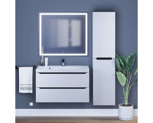 Тумба под раковину для ванной комнаты Uperwood Tanos подвесная (90 см, белая/графит)