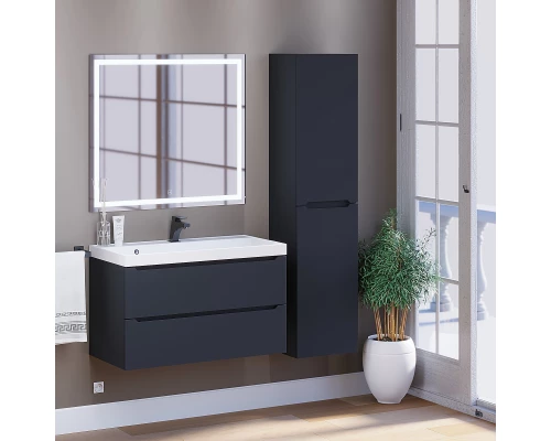 Тумба под раковину для ванной комнаты Uperwood Tanos подвесная (90 см, черная)