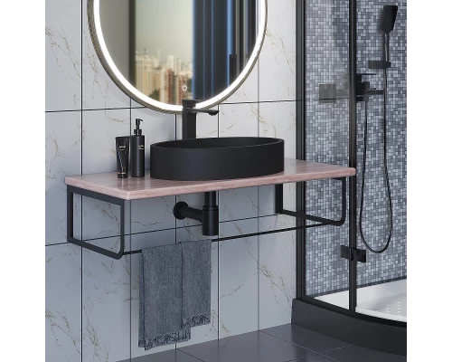 Комплект столешница для ванной Uperwood Tanos (с накладной раковиной Rome и кронштейнами 100 см, бук светлый)