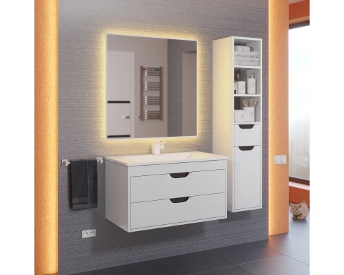 Тумба под раковину для ванной Uperwood Modul (80 см, подвесная, матовая, белая/графит)