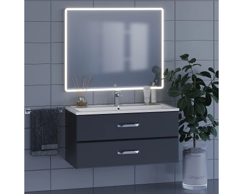 Тумба с раковиной для ванной Uperwood Foster (100 см, подвесная, черная)