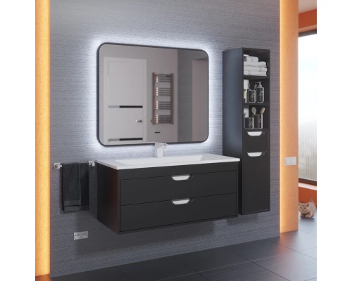 Зеркало для ванной с подсветкой Uperwood Modul (80*80 см, бесконтактный сенсор, антизапотевание, черное, холодная подсветка)