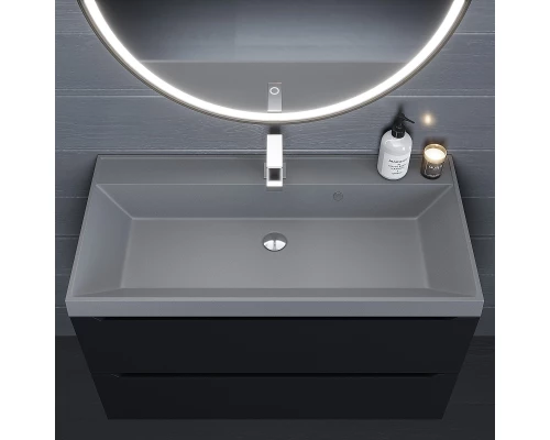 Раковина кварцевая для ванной Uperwood Classic Quartz (100 см, серая матовая, бетон)