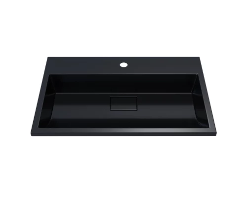 Раковина для ванной полувстраиваемая Uperwood Barsa, 70 см, прямоугольная, черная глянцевая
