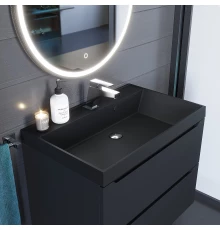 Раковина кварцевая для ванной Uperwood Classic Quartz (70 см, черная матовая, уголь)