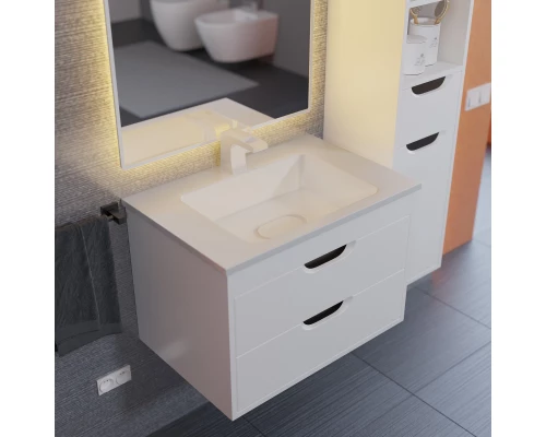 Тумба с раковиной для ванной Uperwood Modul (65 см, подвесная, матовая, белая/графит)