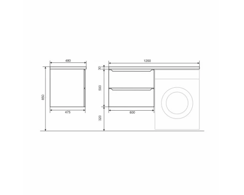 Тумба под стиральную машину Uperwood Tanos (60 см, подвесная, белая/графит)