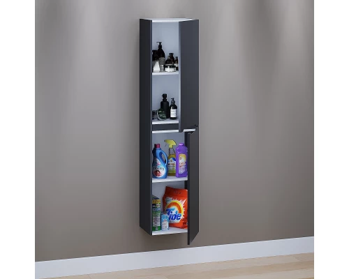 Шкаф-пенал для ванной Uperwood Tanos (33*27*150 см, подвесной, правый, черная эмаль)