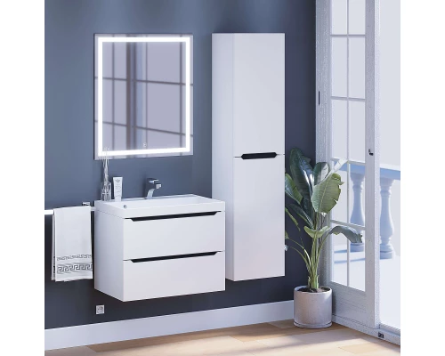 Тумба с раковиной для ванной Uperwood Tanos (70 см, подвесная, матовая, белая/графит)